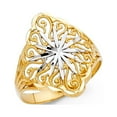 thumbnail image 1 of 14k Two Tone Italian Solid Gold Fancy Sun Design Ring 20mm, 1 of 1