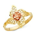 thumbnail image 1 of 14k Two Tone Italian Solid Gold Flower & Petals Cut-Out Stylish Ring 15mm, 1 of 1