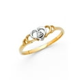 thumbnail image 1 of 14k Two Tone Italian Solid Gold Round CZ Shadow Framed Heart Ring 5mm, 1 of 1