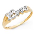 thumbnail image 1 of 14k Two Tone Italian Solid Gold Script Grooved Love Ring 5mm, 1 of 1