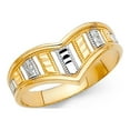 thumbnail image 1 of 14k Two Tone Italian Solid Gold Spear Pattern Ring 9mm, 1 of 1