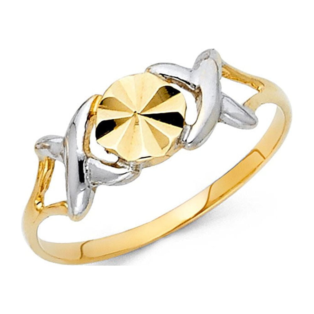 14k Two Tone Italian Solid Gold XOX Love Soulmate Pattern Ring 7mm ...