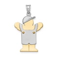 thumbnail image 1 of 14k Two-Tone Large Boy with Hat on Left Engravable Charm, 1 of 1