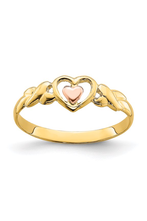 14k Two-Tone Polished Hearts Ring R936