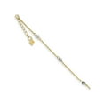thumbnail image 1 of The Black Bow 14k Two-Tone Gold Diamond-Cut Beaded Adjustable Anklet, 9-10 Inch, 1 of 2