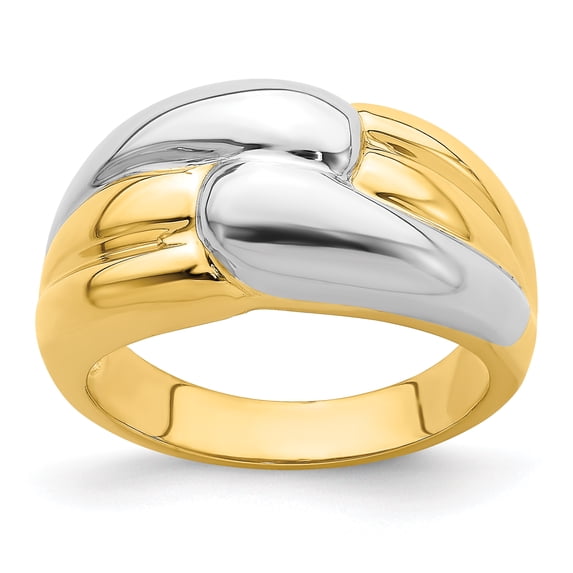14k Two-Tone Polished Zigzag Design Ring R893