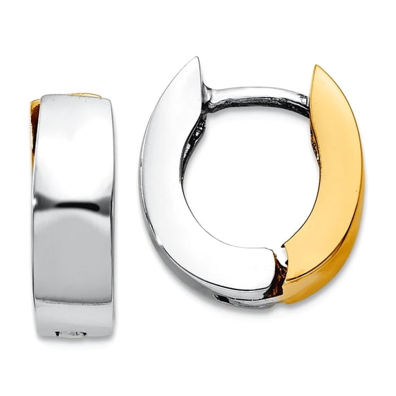 14k Two-Tone Solid Gold Polished Hinged Hoop Earrings 8x4.5mm Wide Hoop Earring for Women