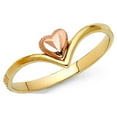 thumbnail image 1 of 14k Two Tone Solid Italian Gold High Polished Heart Midi Ring 7mm, 1 of 1