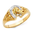 thumbnail image 1 of 14k Two Tone Solid Italian Gold Lucky Charm Horseshoe Ring 10mm, 1 of 1