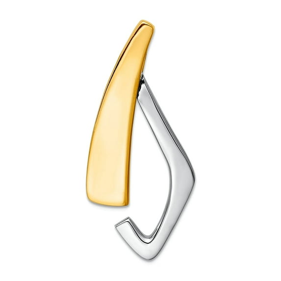 14k Two-Tone Solid Polished Hidden bail Gold Fits Up To 6mm Omega 8mm Reversible-Omega Slide Pendant Necklace for Women