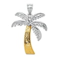 thumbnail image 1 of 14k Two-Tone Textured Polished Gold Palm Tree Pendant Necklace 29x21mm Wide Pendant for Women, 1 of 2