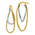 thumbnail image 1 of 14k Two-Tone Twisted Hinged hoop Gold Polished Hoop Earrings 42x21mm Wide 3mm Thick Hoop Earring for Women, 1 of 2