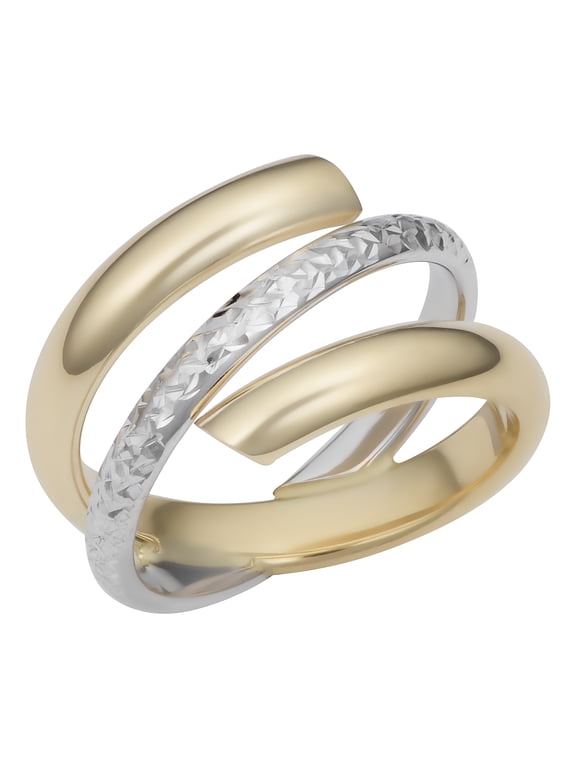 KoolJewelry 14k Two-tone Yellow and White Gold Diamond-cut Bypass Ring (size 9)