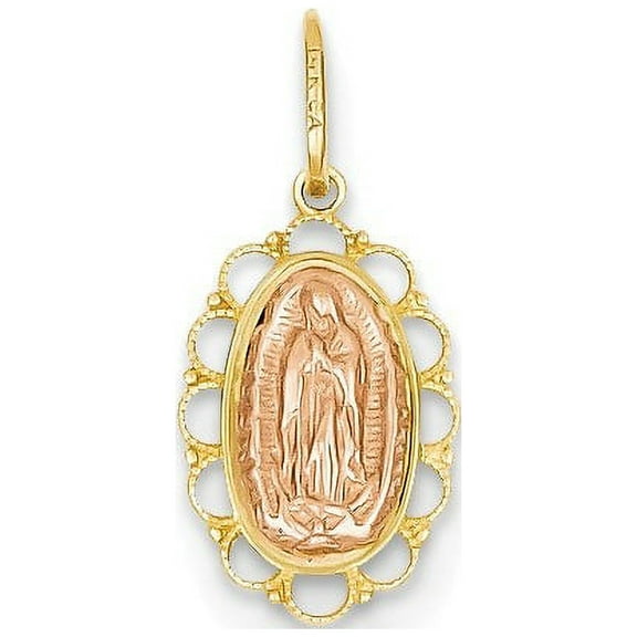 14k Two Tone Yellow Gold Guadalupe Pendant Charm Necklace Religious Medal Our Lady Of Fine Jewelry For Women Gifts For Her