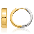 thumbnail image 1 of 14K Solid Two Tone Gold Round Huggie Small Hoop Earrings, 1 of 10