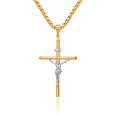 thumbnail image 1 of 14K Solid Two Tone Gold Jesus Lord Christ Crucifix Holy Cross Necklace Religious Chain Pendant Charm with chain 24inch, 1 of 11