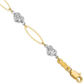 thumbnail image 1 of 14K Solid Two Tone Gold Heart Oval Chain Charm Bracelet, 1 of 3
