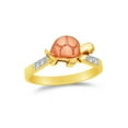 thumbnail image 1 of 14k Two Toned Gold CZ Cubic Zirconia Fancy Fashion Turtle Ring , Size 6.5, 1 of 2