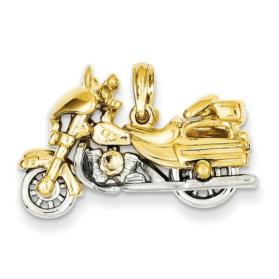 14k Two-tone 3-D Motorcycle Pendant