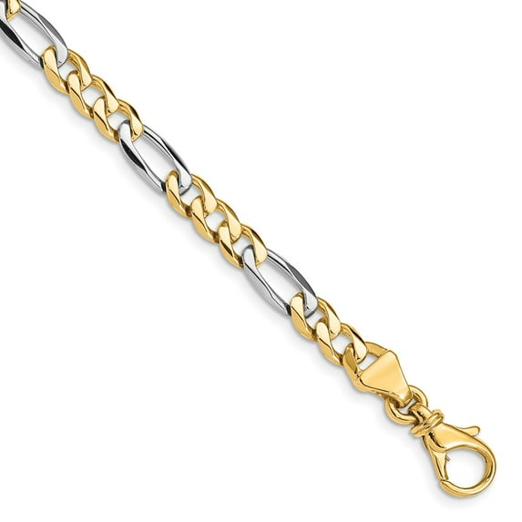 14k Two-tone Bracelet Chain Styles Fancy 5.8 mm 8 in Hand Polished Link with Lobster Clasp