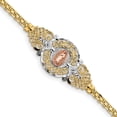 thumbnail image 1 of 14k Two-tone Bracelet with station 3 mm 7 in w/Rhodium Our Lady of Guadalupe, 1 of 3