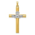 thumbnail image 1 of 14k Two-tone Claddagh Cross Pendant in 14k Yellow and White Gold, 1 of 3
