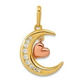 thumbnail image 1 of 14k Two-tone Gold Cubic Zirconia Celestial Moon Love Heart Pendant Necklace Pendant for Women, 1 of 2