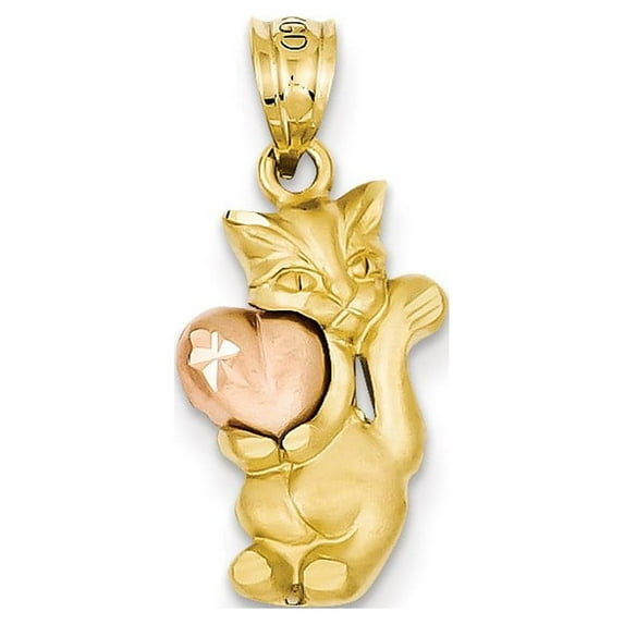 14k Two-tone Gold Cat Charm