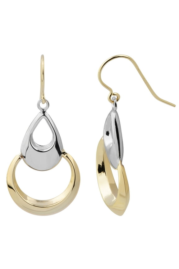 KoolJewelry 14k Two-tone Gold Dangle Earrings