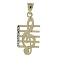 thumbnail image 1 of 14k Two-tone Gold Diamond-cut Musical Clef Note Pendant, 1 of 3