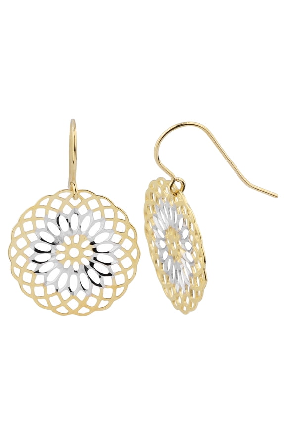 KoolJewelry 14k Two-tone Gold Flower Earrings