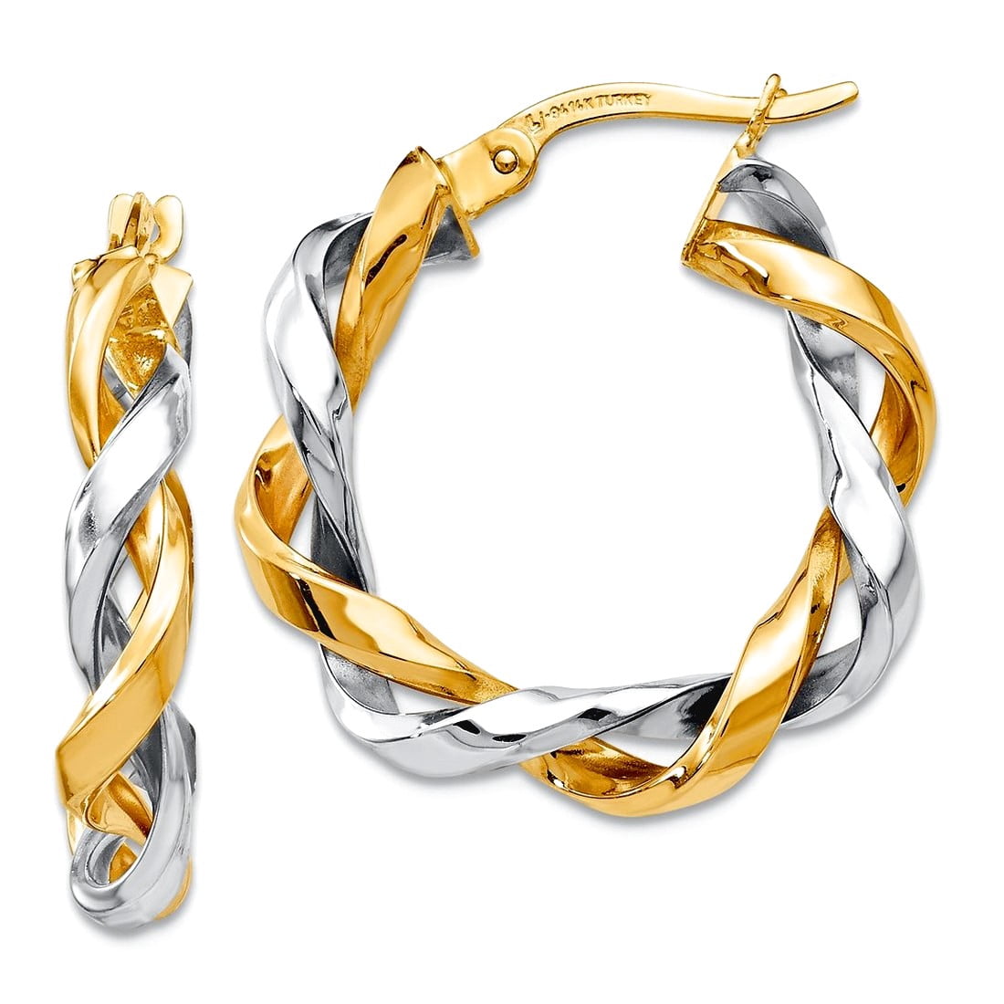 Shiny Two-Tone Hoop Earrings For Women - Gold & Silver Thick Hoop Charm Earrings