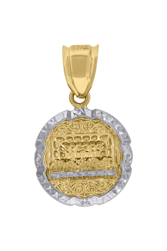 14k Two-tone Gold Mens Last Supper Religious Charm Pendant