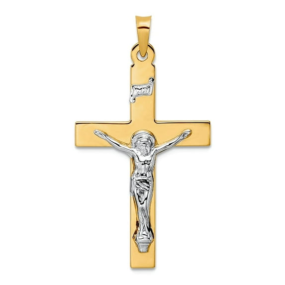 14k Two-tone Gold Polished Solid Inri Crucifix Pendant Necklace 34.9x19.25mm Wide 3.15mm Thick Pendant for Women