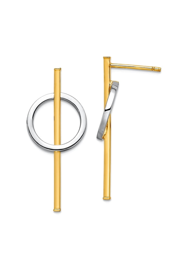 14k Two-tone Gold Post Long Drop Dangle Earrings 31.68x13.25mm Wide Dangle Earring for Women