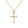 thumbnail image 1 of 14k Two-tone Gold Religious Cross Pendant with 0.80-mm Square Wheat Chain, 1 of 2
