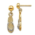 thumbnail image 1 of 14k Two-tone Gold Single Flip Flop Long Drop Dangle Earrings (white Straps) 20x5mm Wide Dangle Earring for Women, 1 of 2