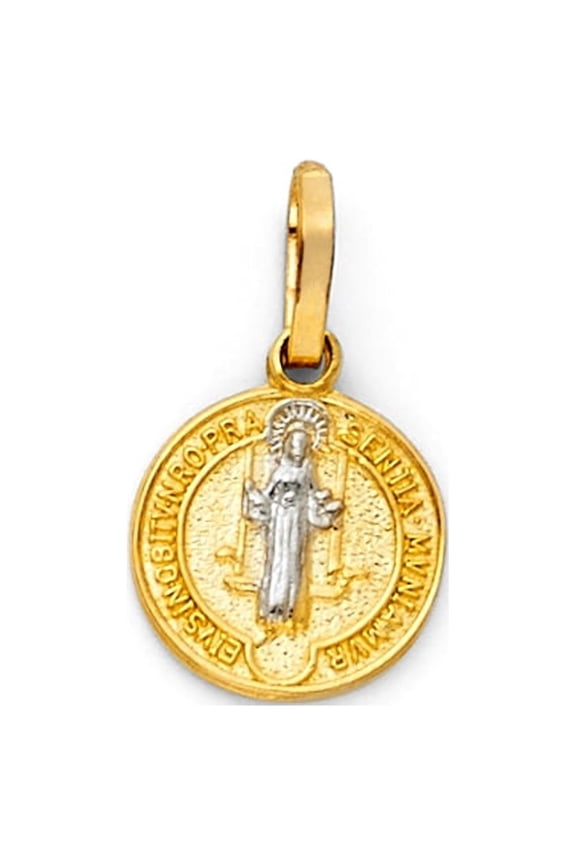 14k Two-tone Gold Small/Mini Virgin Mary Religious Charm Pendant 10mm x 10mm