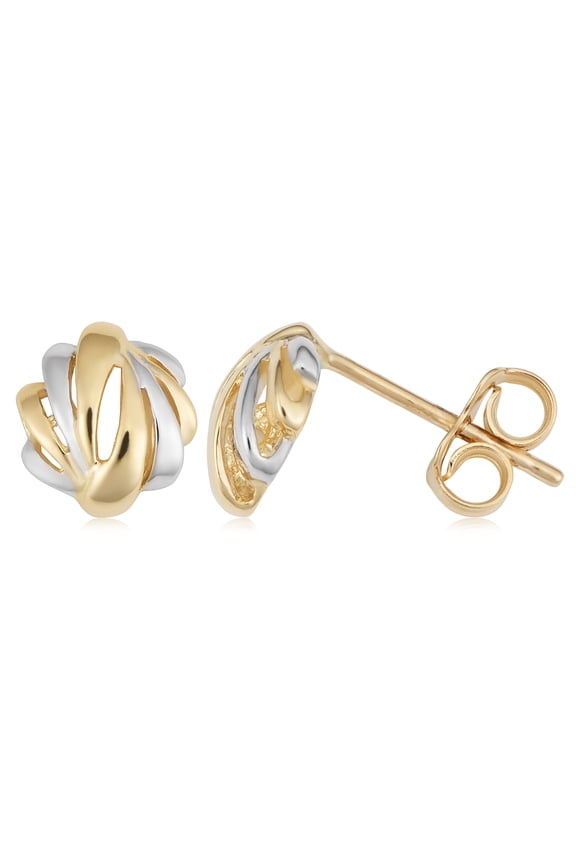 KoolJewelry 14k Two-tone Gold Stud Earrings