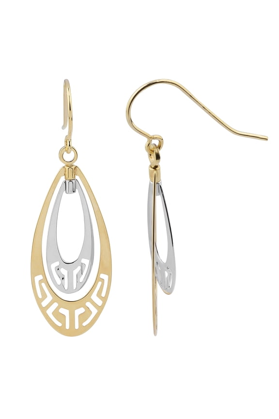 KoolJewelry 14k Two-tone Gold Teardrop Earrings