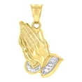 thumbnail image 1 of 14k Two-tone Gold Unisex Praying Hands Symbols Religious Charm Pendant for Men Women, 1 of 4