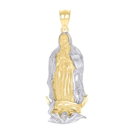 14k Two-tone Gold Unisex Virgin Mary/Guadalupe Religious Charm Pendant