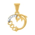 thumbnail image 1 of 14k Two-tone Gold Womens Cubic Zirconia Dolphin Love Heart Charm Pendant Necklace 17.4x11.7mm Wide Pendant for Women, 1 of 2