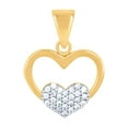 thumbnail image 1 of 14k Two-tone Gold Womens Cubic Zirconia Double Love Heart Charm Pendant Necklace 18x13.2mm Wide Pendant for Women, 1 of 2
