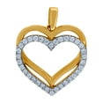 thumbnail image 1 of 14k Two-tone Gold Womens Cubic Zirconia Double Open Love Heart Charm Pendant Necklace Pendant for Women, 1 of 2