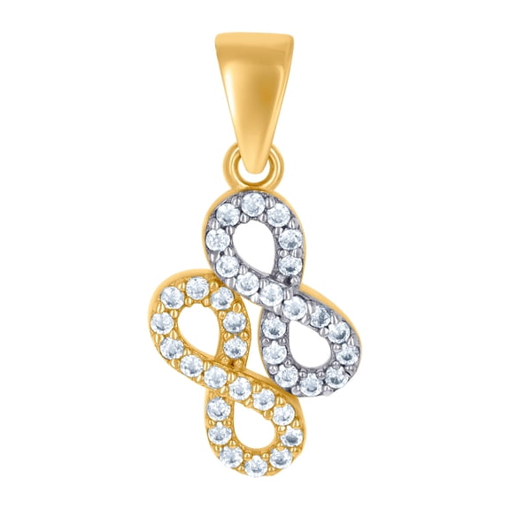 14k Two-tone Gold Womens Cubic Zirconia Infinity Love Symbol Charm Pendant Necklace 20.9x10mm Wide Pendant for Women