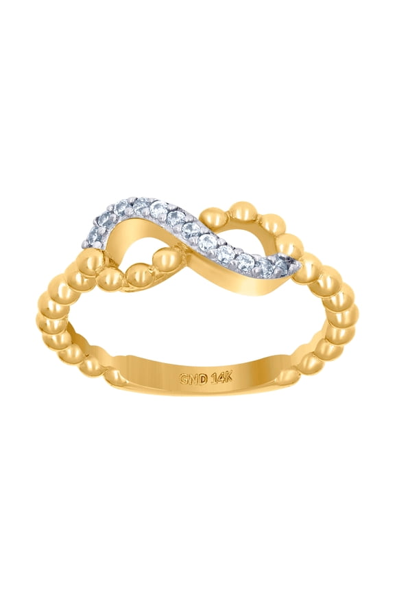 14k Two-tone Gold Womens Cubic Zirconia Infinity Symbol Ring 6.4mm Long Ring for Women - 2.9 Grams