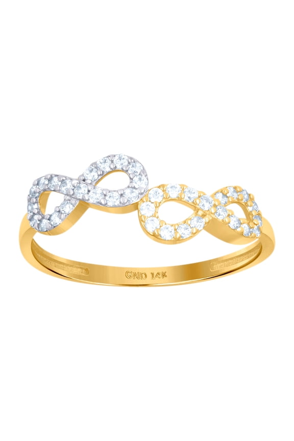 14k Two-tone Gold Womens Cubic Zirconia Infinity Symbol Ring 6.9mm Long Ring for Women - 1.4 Grams