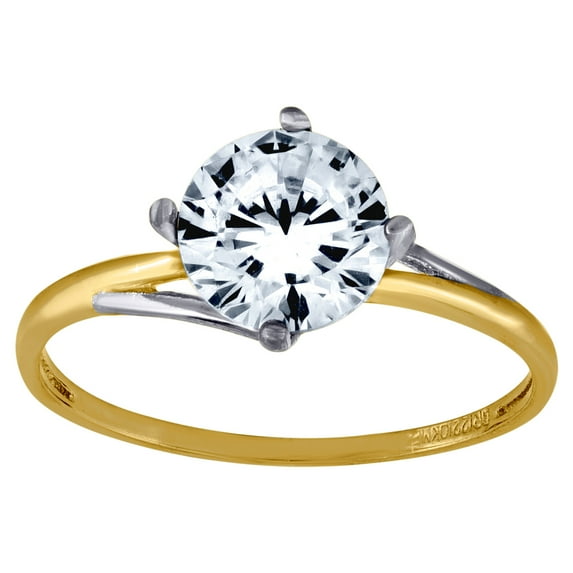 14k Two-tone Gold Womens Cubic Zirconia Polished Finish Engagement Ring 5.9x1.2mm Wide Engagement Ring for Women