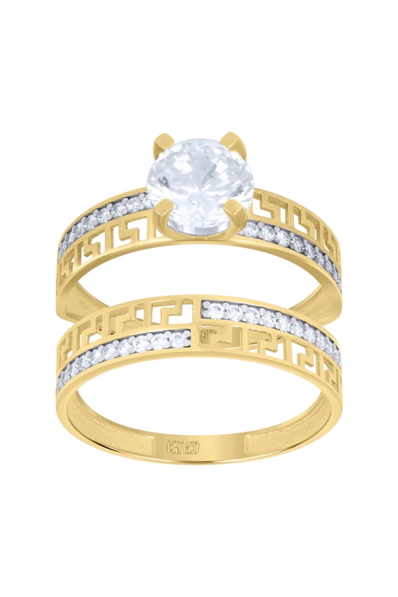 14k Two-tone Gold Womens Cubic-Zirconia Duo Bridal Ring Set